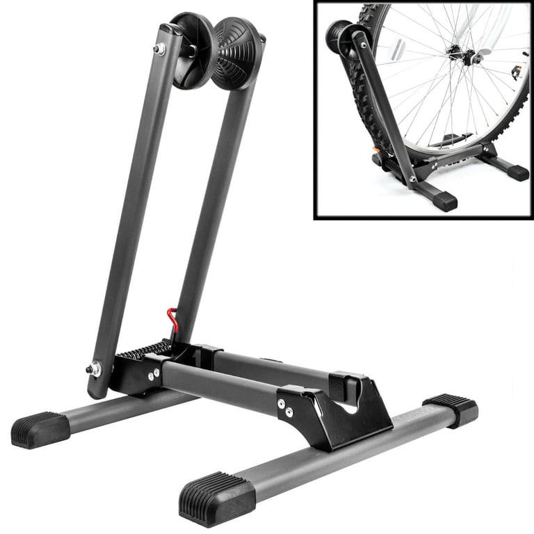 Spring Loaded Folding Bike Stand - Heavy Duty Bicycle Storage and Garage Stand