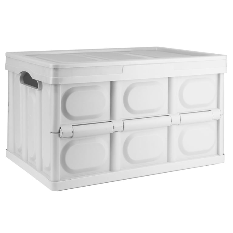 White Folding Storage Box - Heavy Duty Collapsible Stackable Moving House Boxes