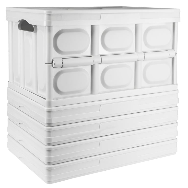 White Folding Storage Box - Heavy Duty Collapsible Stackable Moving House Boxes