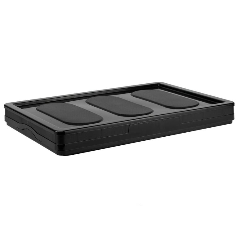Large Black Folding Storage Box - Heavy Duty and Stackable