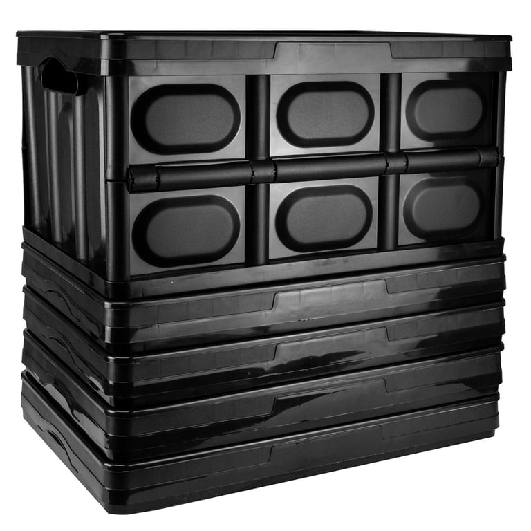 Large Black Folding Storage Box - Heavy Duty and Stackable