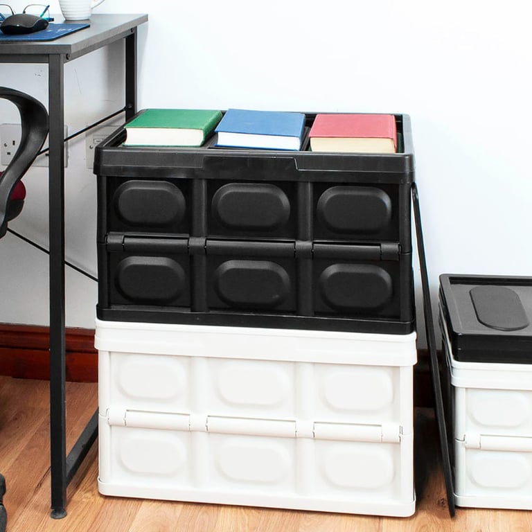 Large White Foldable Storage Box - Heavy Duty and Stackable