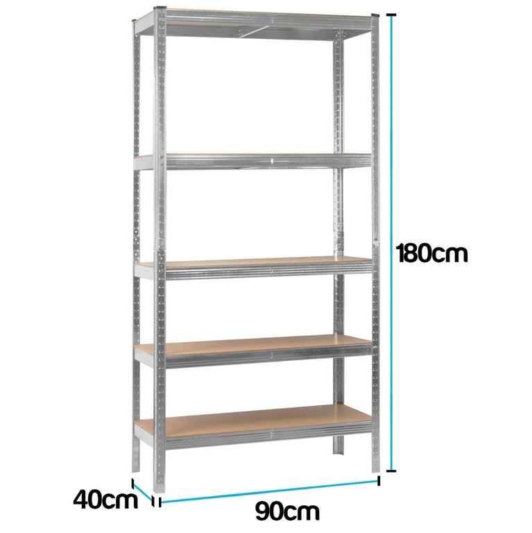 Silver Boltless Garage Shelving Unit - Heavy Duty 5-Tier Organizer Rack