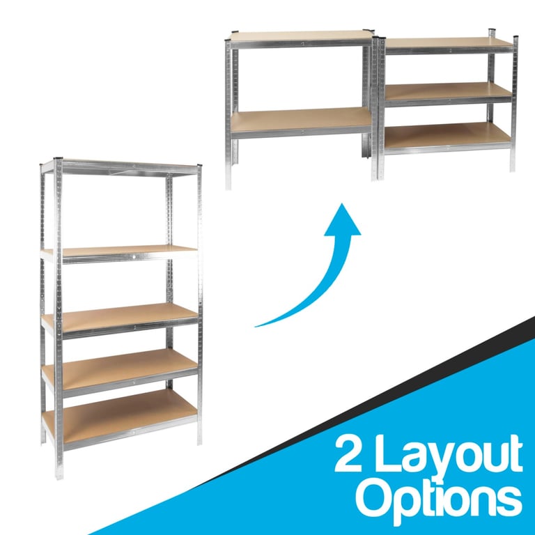 Silver Boltless Garage Shelving Unit - Heavy Duty 5-Tier Organizer Rack