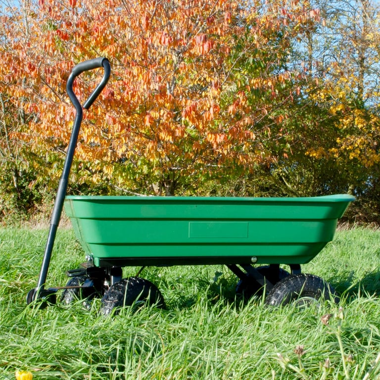 Heavy Duty Garden Dump Trolley - Off-Road Wheels and Steel Chassis