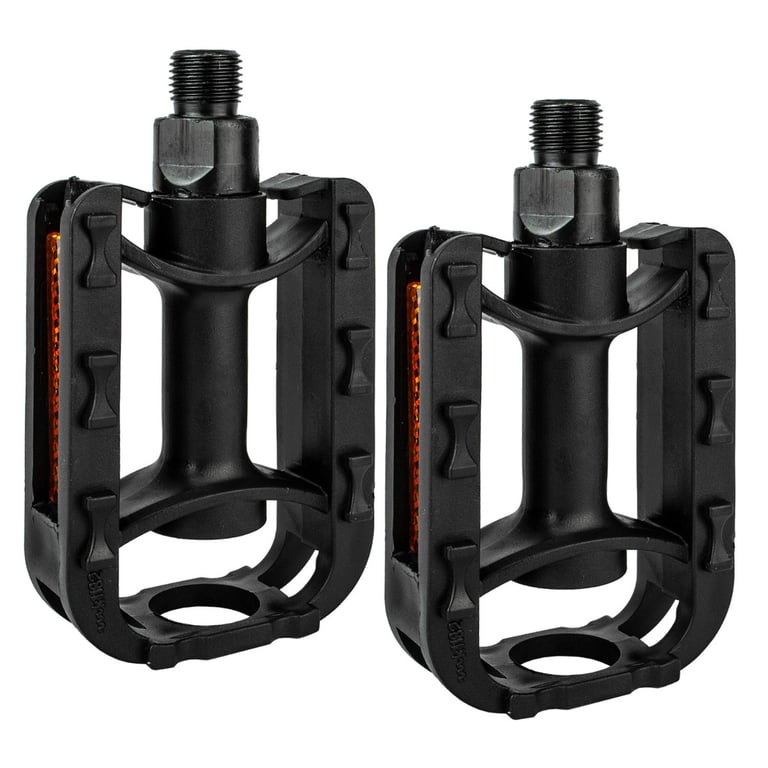 Durable Kids Bike Pedals - Black with Reflective Strips and Tough ABS Plastic Construction