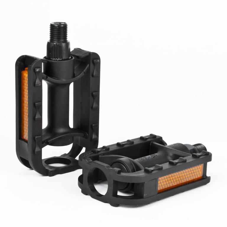 Durable Kids Bike Pedals - Black with Reflective Strips and Tough ABS Plastic Construction