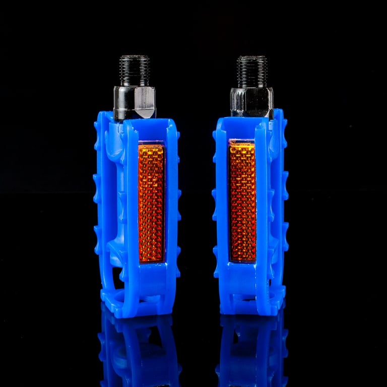 Durable Blue Kids Bike Pedals - Reflective ABS Plastic