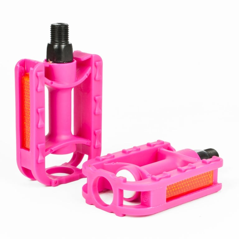 Durable Kids Bike Pedals - Pink with Reflective Strips