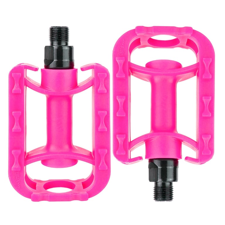 Durable Kids Bike Pedals - Pink with Reflective Strips