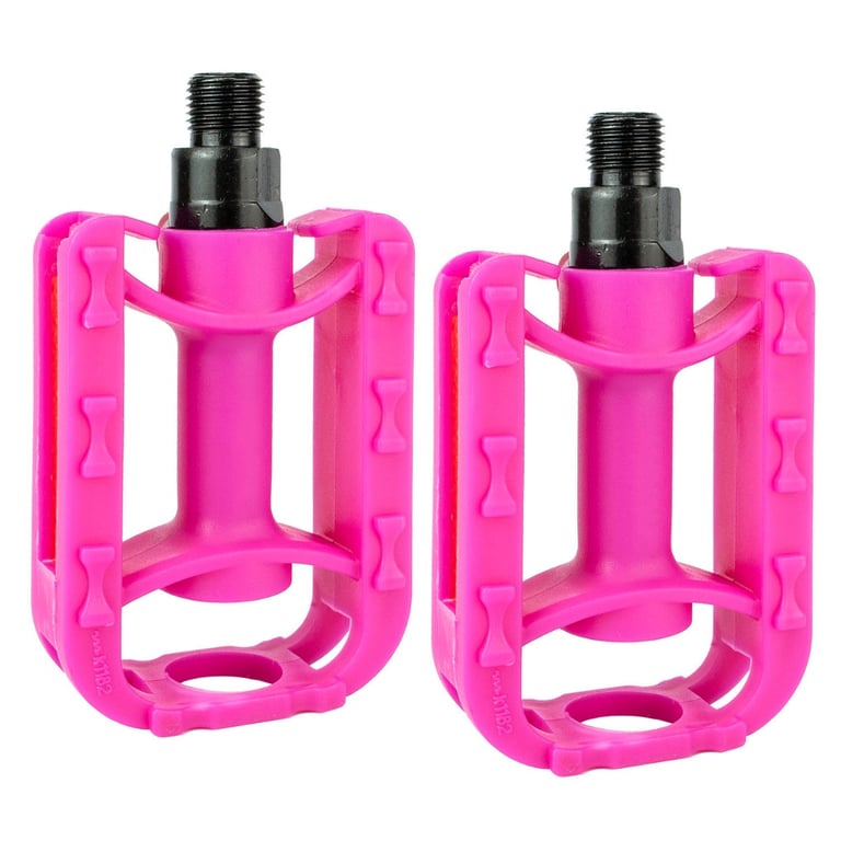 Durable Kids Bike Pedals - Pink with Reflective Strips