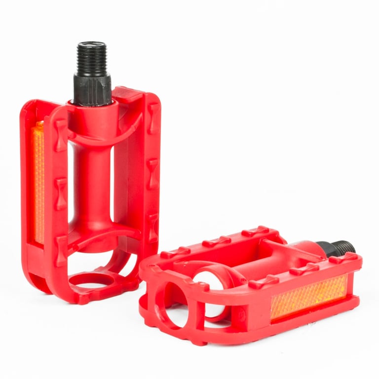 Durable Kids Bike Pedals - Red Reflective Design