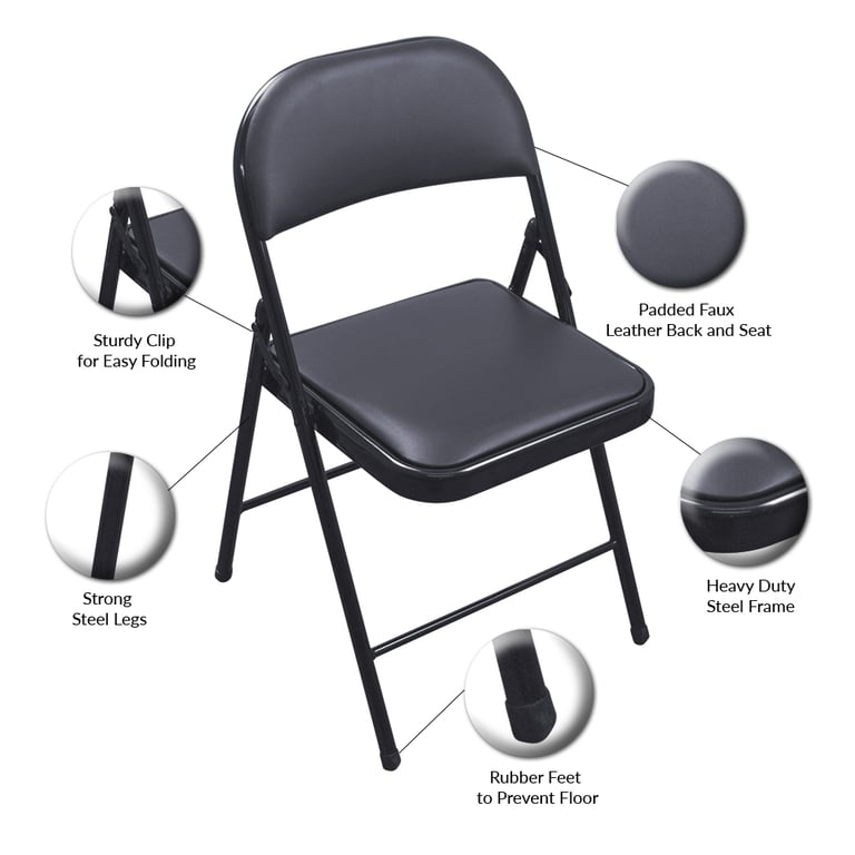 Folding Faux Leather Chair - Durable Event Seating Solution