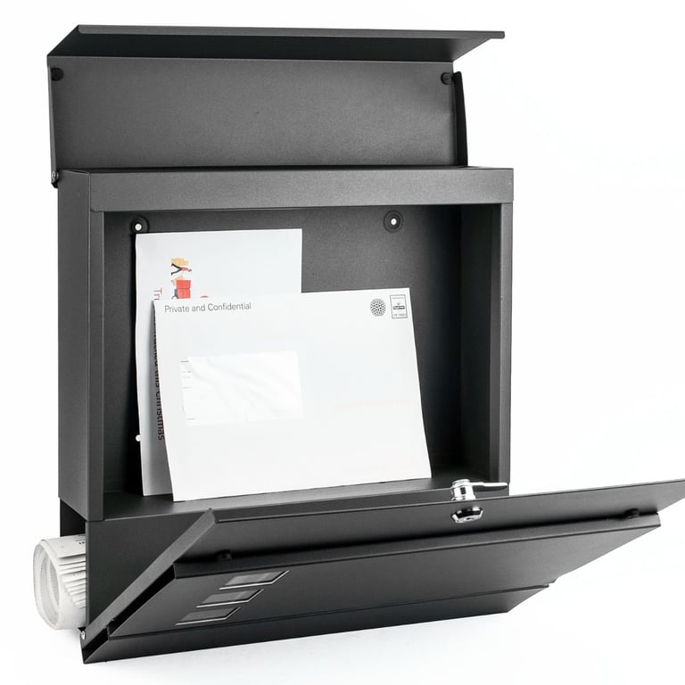 Large Wall Mounted Mailbox - Secure and Spacious Square Design