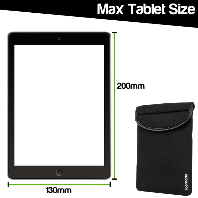 Komodo Universal Tablet Case - Soft Neoprene Protection with Velcro Fastening Tab