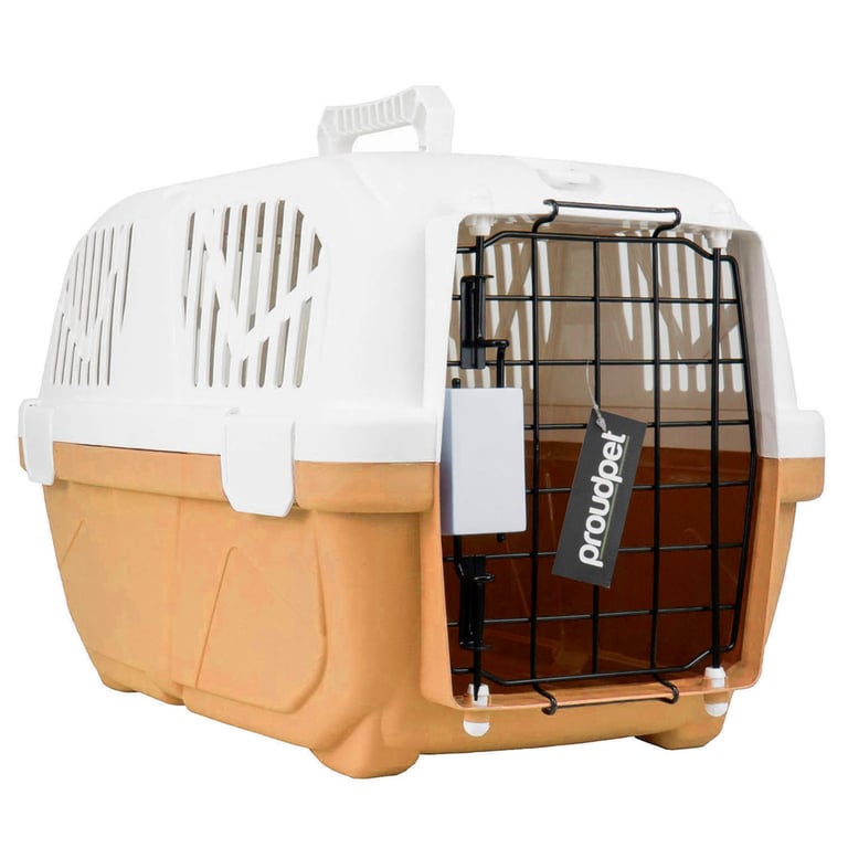 Large Brown Vented Pet Carrier - Durable and Easy Travel Solution