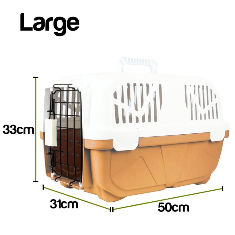 Large Brown Vented Pet Carrier - Durable and Easy Travel Solution