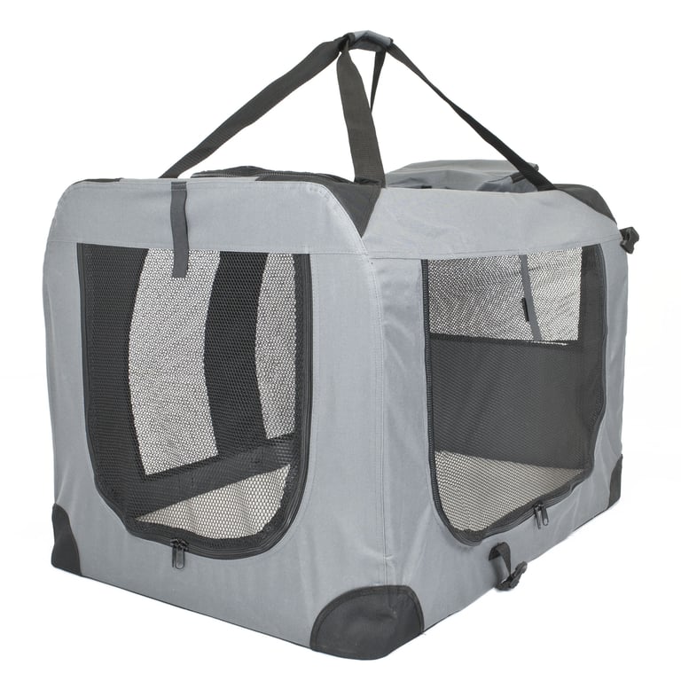 Soft Grey X-Large Travel Pet Carrier - Foldable & Collapsible Design
