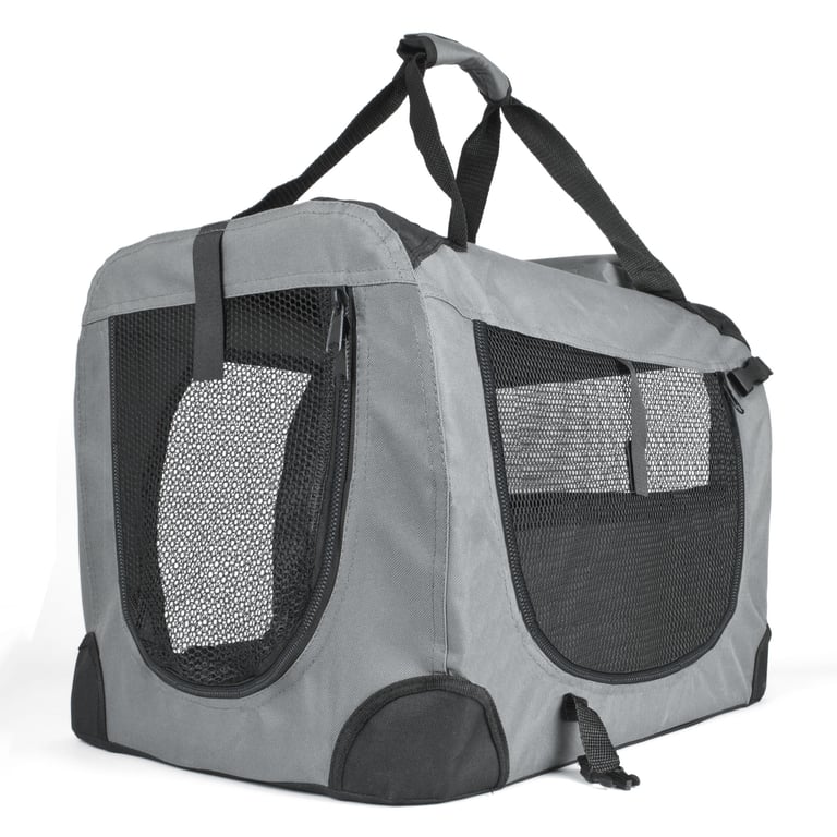 Soft Grey X-Large Travel Pet Carrier - Foldable & Collapsible Design