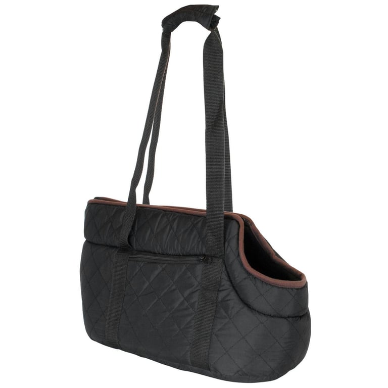 Black Quilted Pet Carrier - Padded Small Dog and Cat Travel Bag with Machine Washable Design