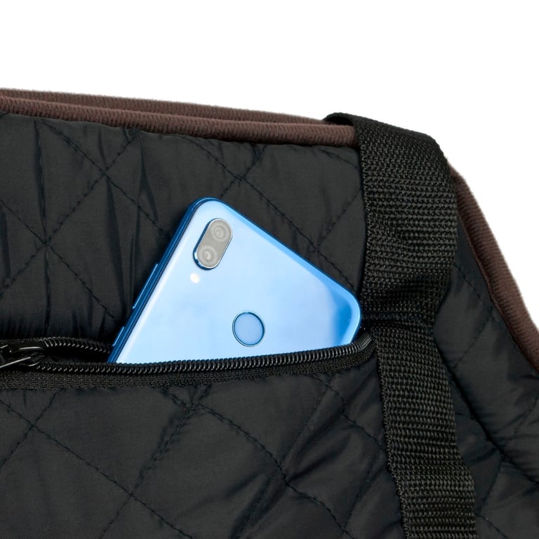 Black Quilted Pet Carrier - Padded Small Dog and Cat Travel Bag with Machine Washable Design