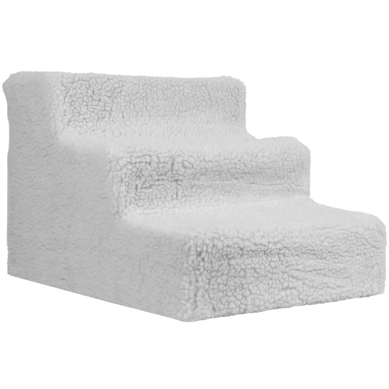 Fleece Covered Pet Stairs for Easy Sofa and Bed Access