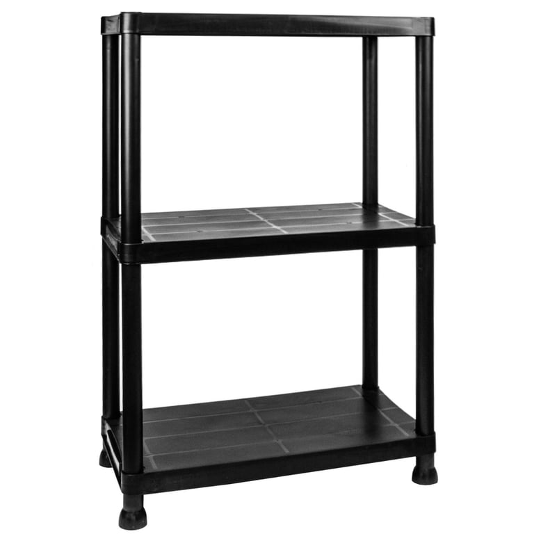 Easy Assemble 3 Tier Garage Shelves - Plastic Storage Shelving Unit