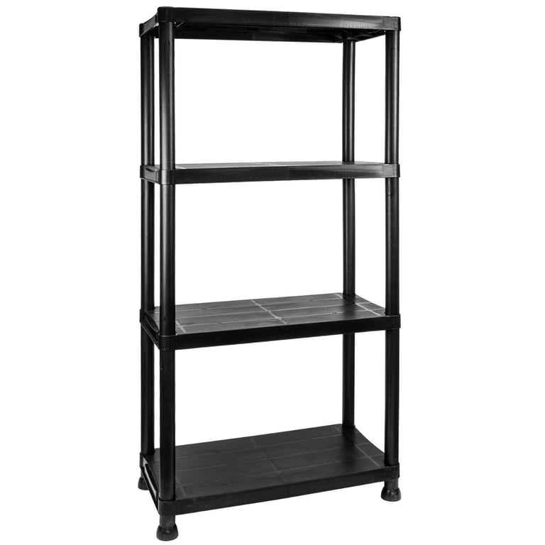 4 Tier Easy Assembly Garage Shelves - Heavy Duty Plastic Shelving Unit