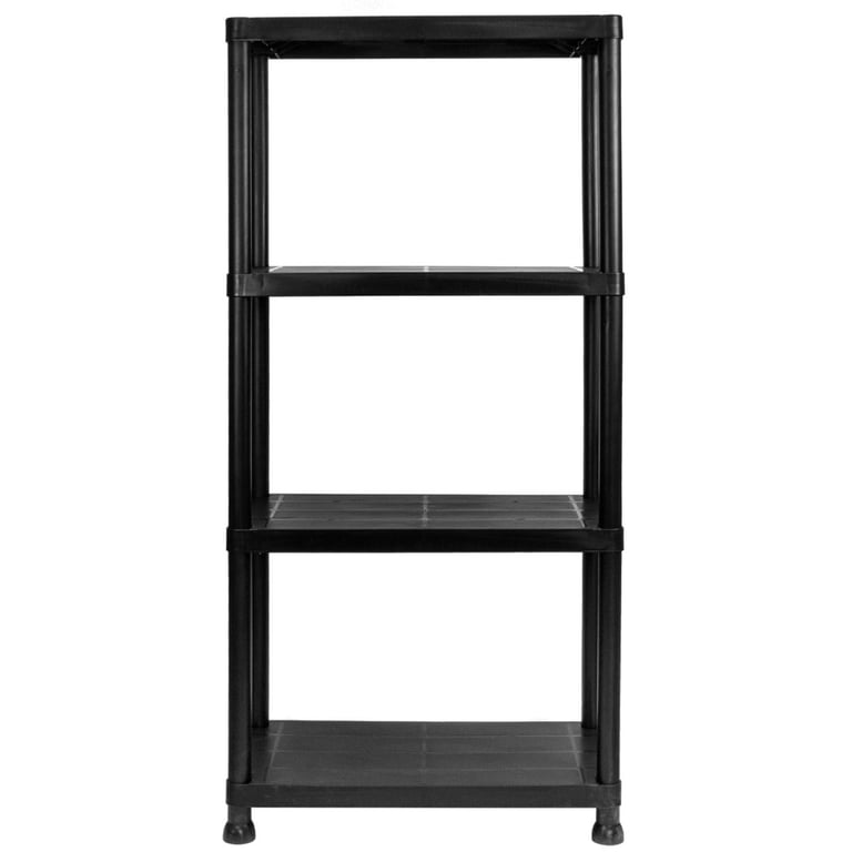 4 Tier Easy Assembly Garage Shelves - Heavy Duty Plastic Shelving Unit