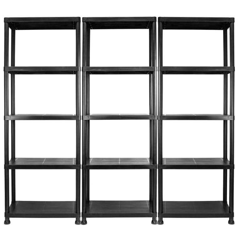 5 Tier Garage Shelves - Easy Assembly Plastic Shelving Unit for Home Organization and Shed Storage