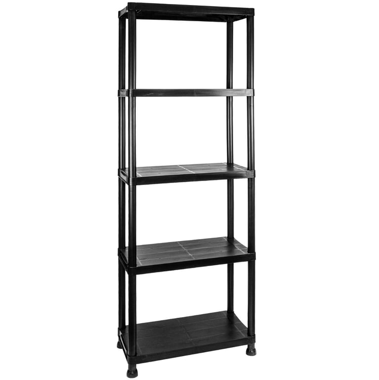 5 Tier Garage Shelves - Easy Assembly Plastic Shelving Unit for Home Organization and Shed Storage