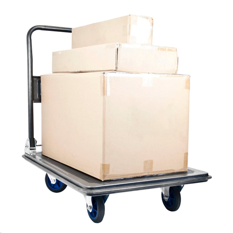 300kg Heavy Duty Platform Trolley with Anti-Puncture Wheels and Non-Slip Surface