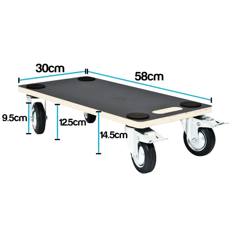4 Wheel Transport Roller - Heavy Duty Furniture Moving Dolly with Anti-Slip Swivel Wheels and 150kg Capacity