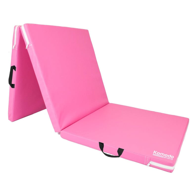 Komodo Tri Fold Yoga and Pilates Mat - Pink, Thick and Portable Exercise Mat for Home