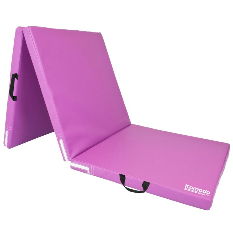 Komodo Tri Folding Yoga Mat - Purple - Absorbs Impacts & Folds Compact