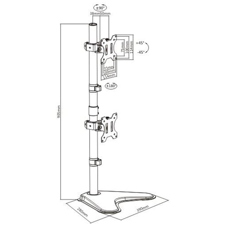 Dual Monitor Vertical Mount - VESA Compatible Swivel & Tilt Stand