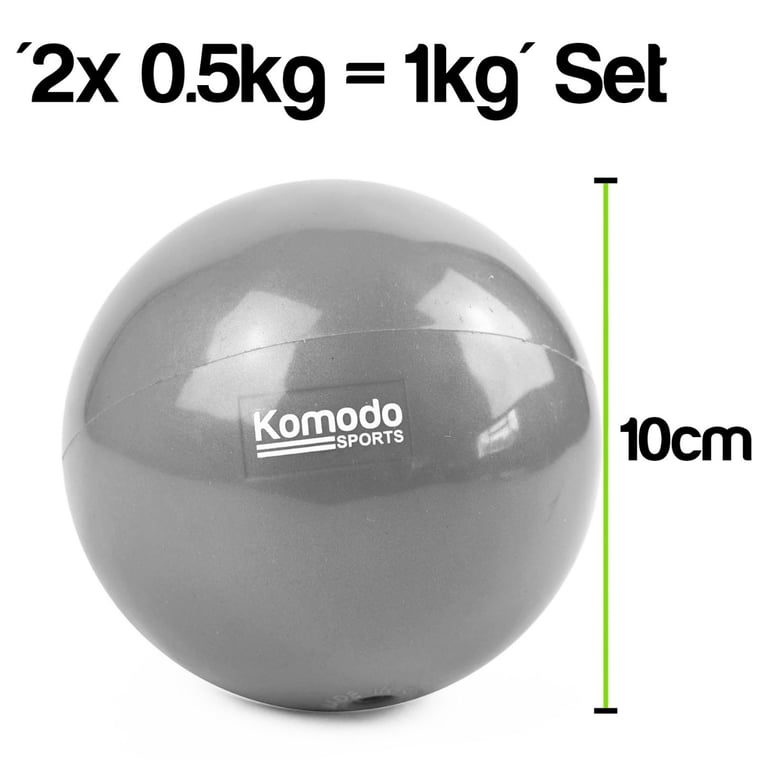 Grey Weighted Toning Balls - 2x Hand-Held Balance Training Aids for Pilates and Rehabilitation Exercises