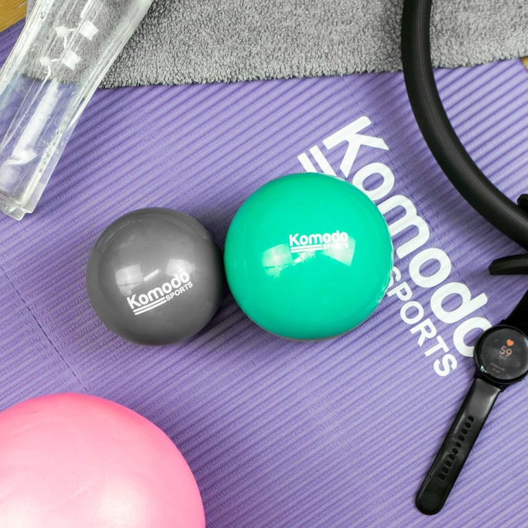 Green Weighted Toning Balls - 2x 1kg Exercise and Pilates Aid