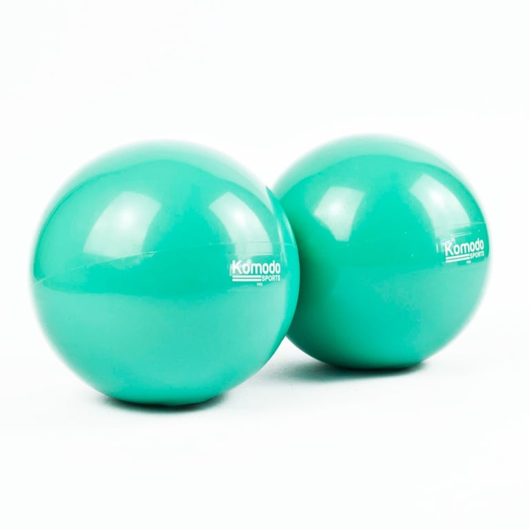 Green Weighted Toning Balls - 2x 1kg Exercise and Pilates Aid