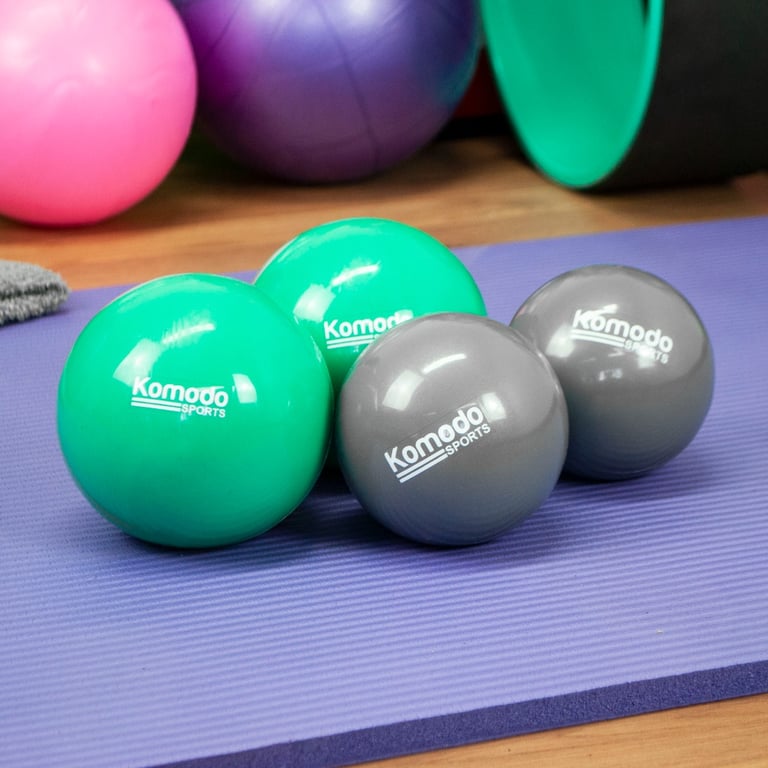 Green Weighted Toning Balls - 2x 1kg Exercise and Pilates Aid