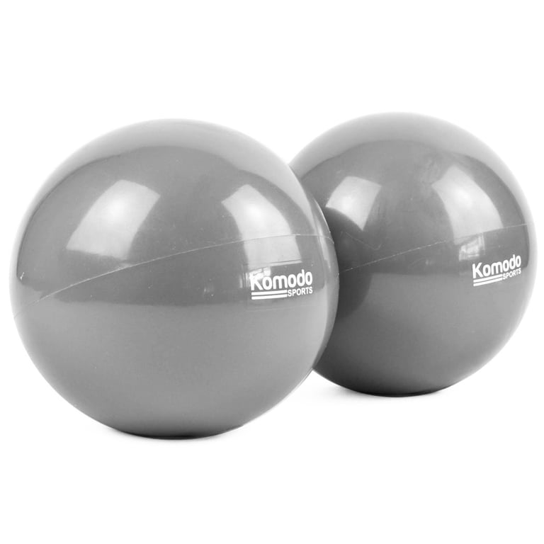Grey Weighted Toning Balls - 2x 1kg Exercise Balance Balls for Home Fitness and Pilates Workouts