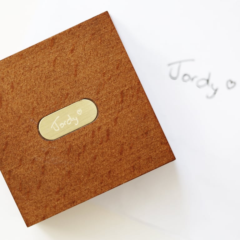 Personalised Handwriting Compass in Mahogany Timber Box - Unique Travel Gift