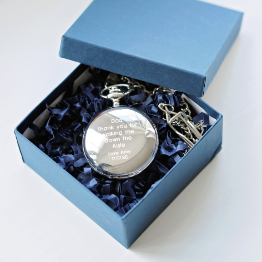 Personalised Mechanical Skeleton Pocket Watch - Engraved Timepiece Gift