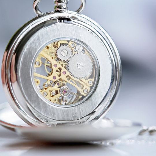 Own Handwriting Dual Opening Mechanical Pocket Watch - Personalized Skeleton Timepiece