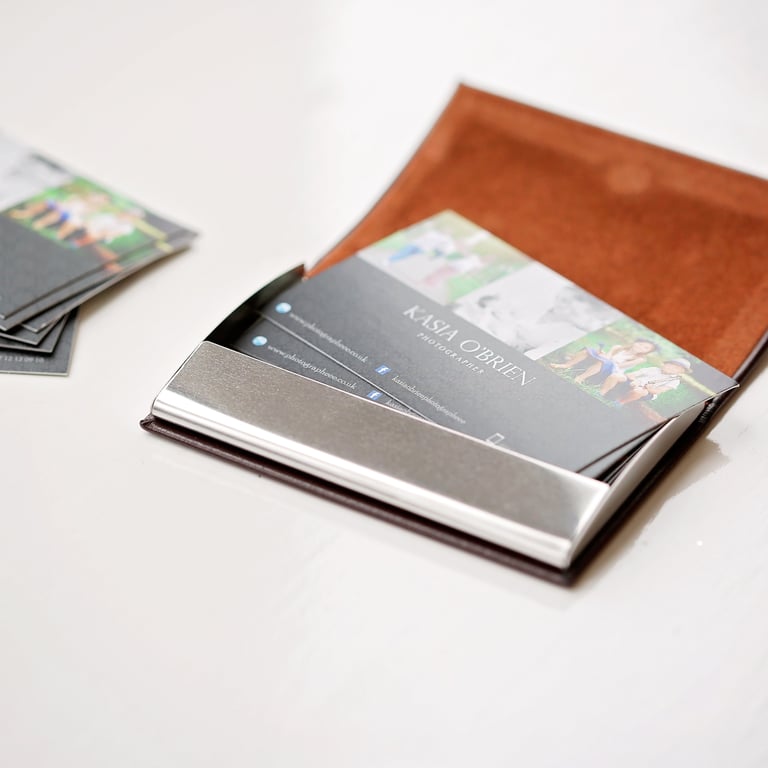 Polished Stainless Steel Engraved Business Card Holder - Personalised, Magnetic & Vegan-Friendly