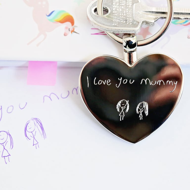 Hearts Forever Handwritten Keychain - Engraved Stainless Steel Anniversary Gift