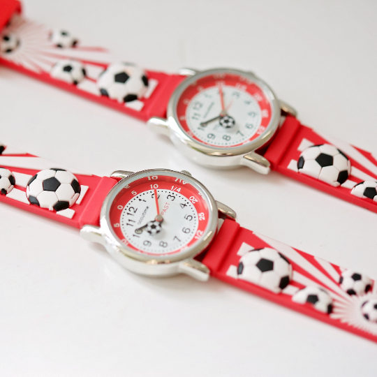 Engraved Kids 3D Football Watch - Personalised Analogue Time Teacher