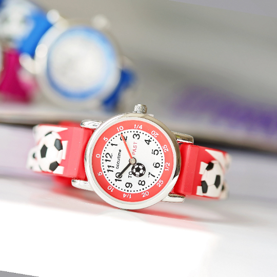 Engraved Kids 3D Football Watch - Personalised Analogue Time Teacher