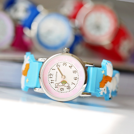 Engraved Kids 3D Unicorn Watch - Personalised Analogue Timepiece with Stainless Steel Back and Rotating Second Hand