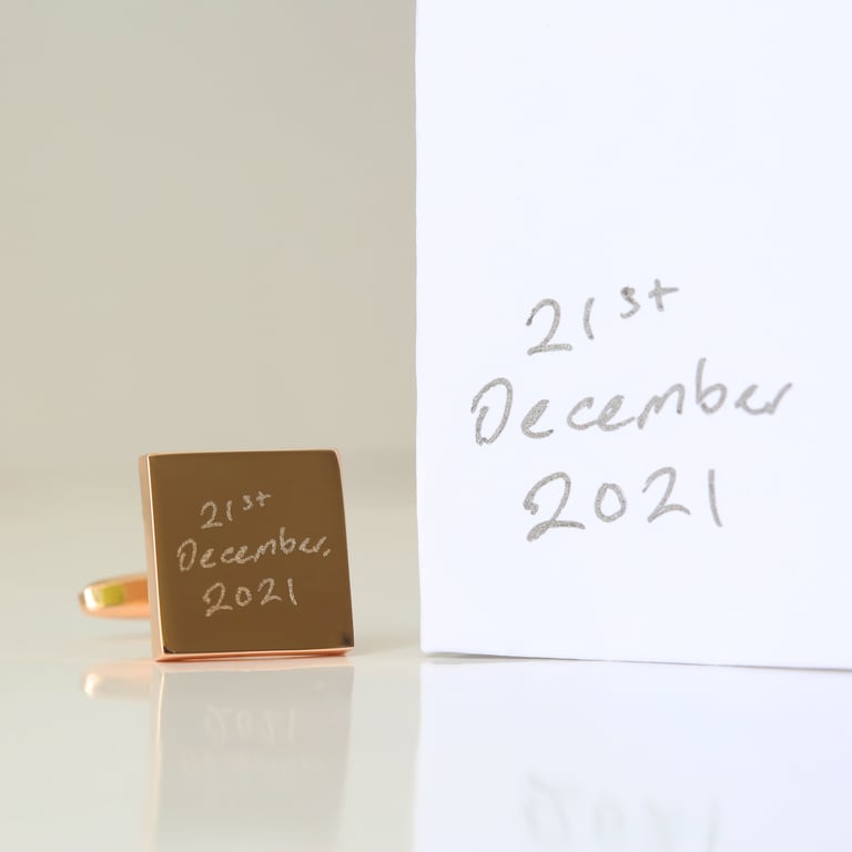 Engraved Own Handwriting Cufflinks - Personalised Mens Jewelry Gift